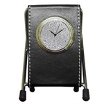 Silver Glitter Texture, Light Creative Background Pen Holder Desk Clock