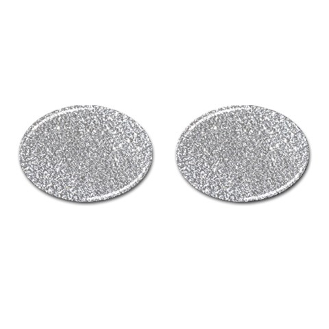 Silver Glitter Texture, Light Creative Background Cufflinks (Oval) from ArtsNow.com Front(Pair)