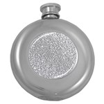 Silver Glitter Texture, Light Creative Background Round Hip Flask (5 oz)