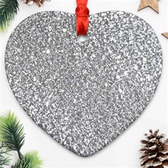 Silver Glitter Texture, Light Creative Background Heart Ornament (Two Sides) from ArtsNow.com Front