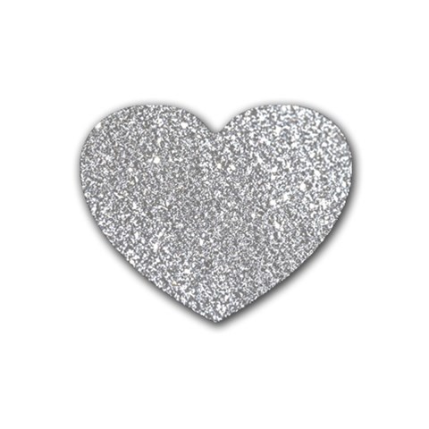 Silver Glitter Texture, Light Creative Background Rubber Heart Coaster (4 pack) from ArtsNow.com Front