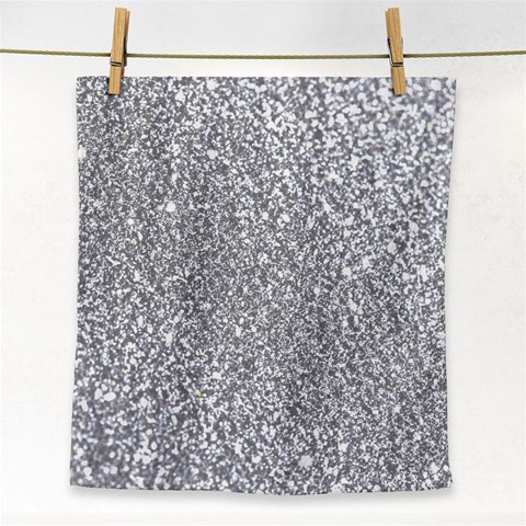 Silver Glitter Texture, Light Creative Background Face Towel from ArtsNow.com Front