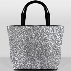 Silver Glitter Texture, Light Creative Background Bucket Bag from ArtsNow.com Front