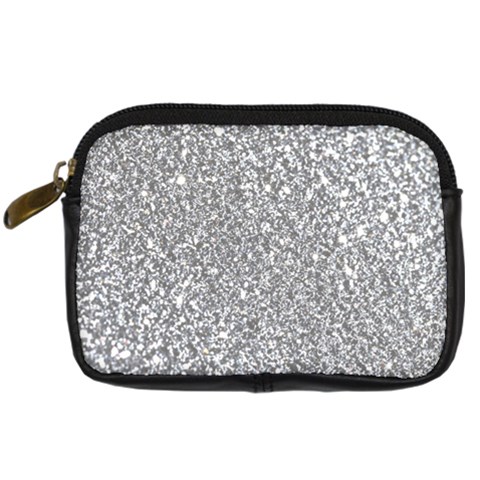 Silver Glitter Texture, Light Creative Background Digital Camera Leather Case from ArtsNow.com Front