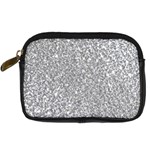 Silver Glitter Texture, Light Creative Background Digital Camera Leather Case