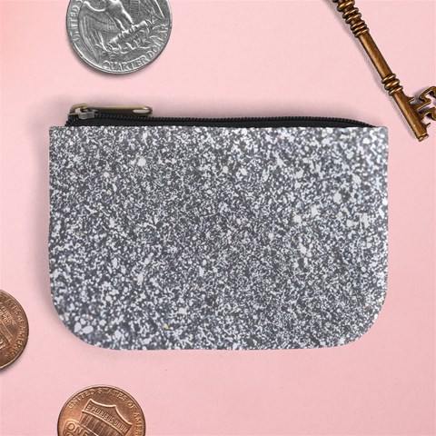 Silver Glitter Texture, Light Creative Background Mini Coin Purse from ArtsNow.com Front