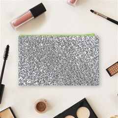 Silver Glitter Texture, Light Creative Background Cosmetic Bag (Medium) from ArtsNow.com Back