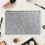 Silver Glitter Texture, Light Creative Background Cosmetic Bag (Large)