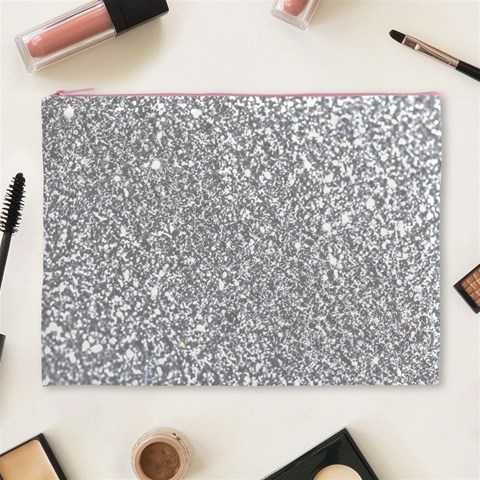 Silver Glitter Texture, Light Creative Background Cosmetic Bag (XL) from ArtsNow.com Front