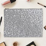 Silver Glitter Texture, Light Creative Background Cosmetic Bag (XL)