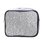 Silver Glitter Texture, Light Creative Background Mini Toiletries Bag (One Side)