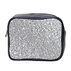 Silver Glitter Texture, Light Creative Background Mini Toiletries Bag (Two Sides) from ArtsNow.com Front