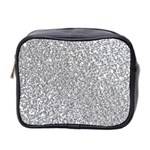 Silver Glitter Texture, Light Creative Background Mini Toiletries Bag (Two Sides)