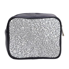 Silver Glitter Texture, Light Creative Background Mini Toiletries Bag (Two Sides) from ArtsNow.com Back