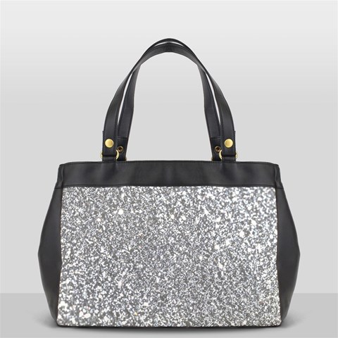 Silver Glitter Texture, Light Creative Background Oversize Office Handbag from ArtsNow.com Front