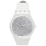 Silver Glitter Texture, Light Creative Background Round Plastic Sport Watch (M)