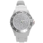 Silver Glitter Texture, Light Creative Background Round Plastic Sport Watch (L)