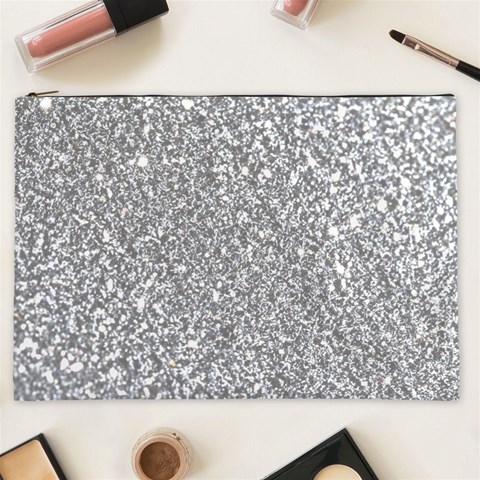 Silver Glitter Texture, Light Creative Background Cosmetic Bag (XXL) from ArtsNow.com Front