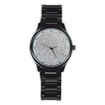 Silver Glitter Texture, Light Creative Background Stainless Steel Round Watch