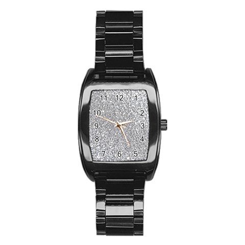 Silver Glitter Texture, Light Creative Background Stainless Steel Barrel Watch from ArtsNow.com Front