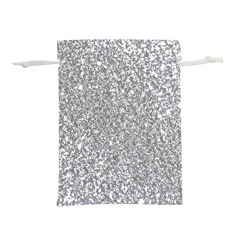 Silver Glitter Texture, Light Creative Background Lightweight Drawstring Pouch (S) from ArtsNow.com Back