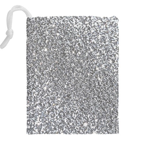 Silver Glitter Texture, Light Creative Background Drawstring Pouch (5XL) from ArtsNow.com Back