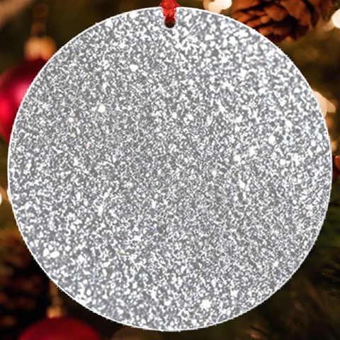 Silver Glitter Texture, Light Creative Background UV Print Acrylic Ornament Round from ArtsNow.com Front