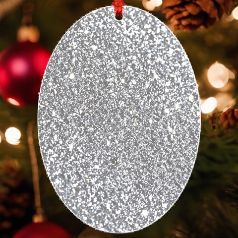 Silver Glitter Texture, Light Creative Background UV Print Acrylic Ornament Oval from ArtsNow.com Front