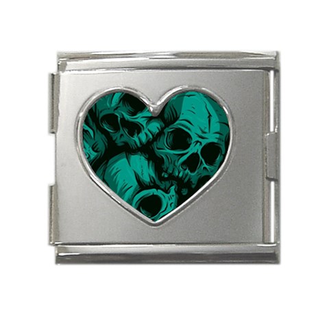 Skulls Mega Link Heart Italian Charm (18mm) from ArtsNow.com Front