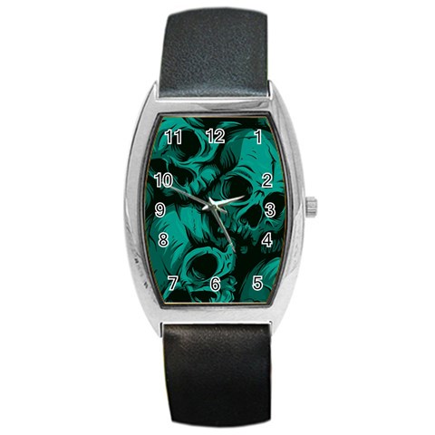 Skulls Barrel Style Metal Watch from ArtsNow.com Front