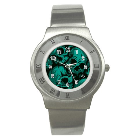 Skulls Stainless Steel Watch from ArtsNow.com Front