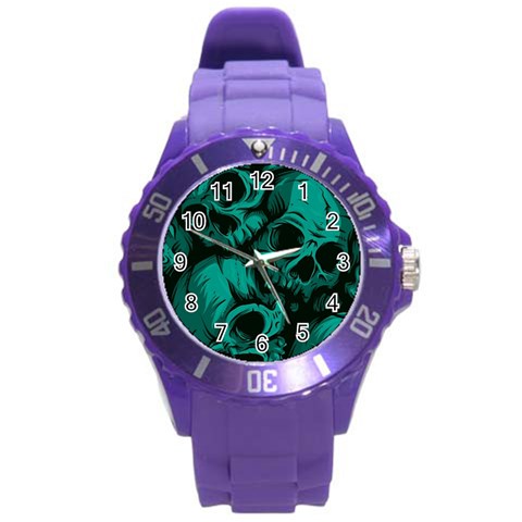 Skulls Round Plastic Sport Watch (L) from ArtsNow.com Front