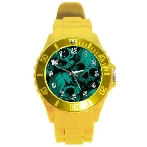 Skulls Round Plastic Sport Watch (L) from ArtsNow.com Front