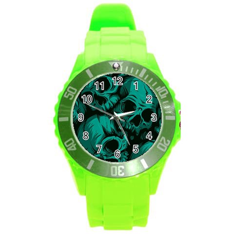 Skulls Round Plastic Sport Watch (L) from ArtsNow.com Front