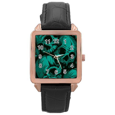 Skulls Rose Gold Leather Watch  from ArtsNow.com Front