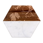 Skulls Marble Wood Coaster (Hexagon) 