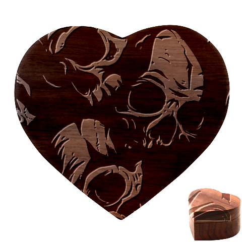 Skulls Heart Wood Jewelry Box from ArtsNow.com Front