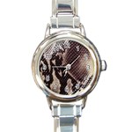 Snake Skin, Reptile Skin, Snake Skin Textures, Brown Snake Round Italian Charm Watch