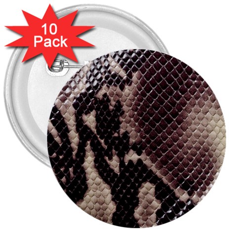 Snake Skin, Reptile Skin, Snake Skin Textures, Brown Snake 3  Buttons (10 pack)  from ArtsNow.com Front