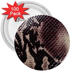 Snake Skin, Reptile Skin, Snake Skin Textures, Brown Snake 3  Buttons (100 pack) 