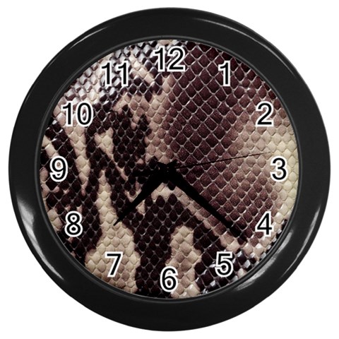 Snake Skin, Reptile Skin, Snake Skin Textures, Brown Snake Wall Clock (Black) from ArtsNow.com Front