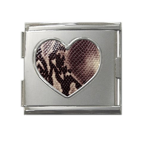 Snake Skin, Reptile Skin, Snake Skin Textures, Brown Snake Mega Link Heart Italian Charm (18mm) from ArtsNow.com Front