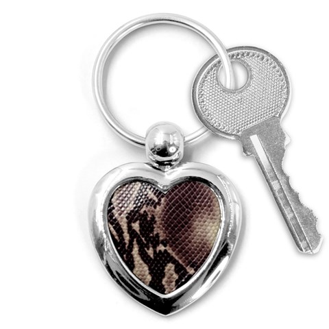 Snake Skin, Reptile Skin, Snake Skin Textures, Brown Snake Key Chain (Heart) from ArtsNow.com Front