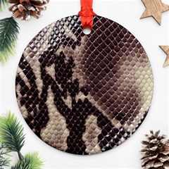 Snake Skin, Reptile Skin, Snake Skin Textures, Brown Snake Round Ornament (Two Sides) from ArtsNow.com Front