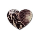 Snake Skin, Reptile Skin, Snake Skin Textures, Brown Snake Rubber Heart Coaster (4 pack)