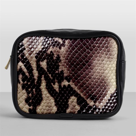 Snake Skin, Reptile Skin, Snake Skin Textures, Brown Snake Mini Toiletries Bag (One Side) from ArtsNow.com Front