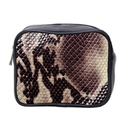 Snake Skin, Reptile Skin, Snake Skin Textures, Brown Snake Mini Toiletries Bag (Two Sides) from ArtsNow.com Front