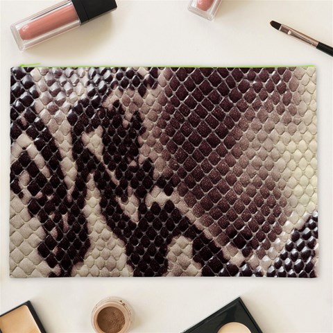 Snake Skin, Reptile Skin, Snake Skin Textures, Brown Snake Cosmetic Bag (XXL) from ArtsNow.com Front