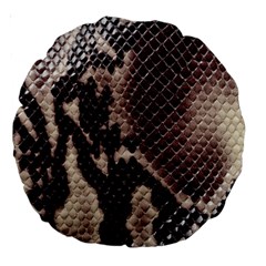 Snake Skin, Reptile Skin, Snake Skin Textures, Brown Snake Large 18  Premium Round Cushions from ArtsNow.com Front