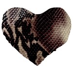 Snake Skin, Reptile Skin, Snake Skin Textures, Brown Snake Large 19  Premium Heart Shape Cushions